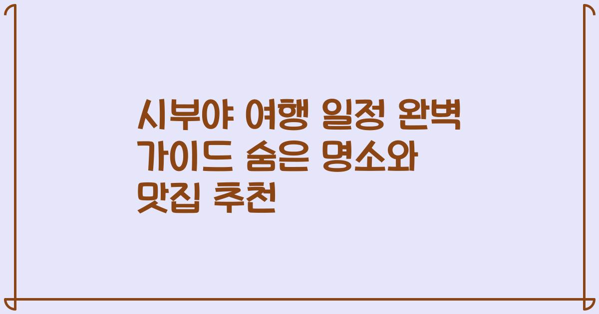 시부야 여행 일정 완벽 가이드 숨은 명소와 맛집 추천